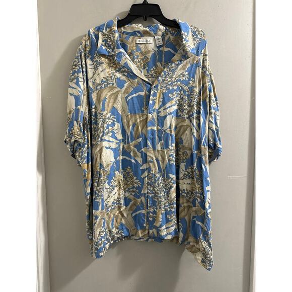 🔴CUBAVERA Blue Tropical Floral‎ Riviera Button Down Shirt sz 4X - Picture 1 of 5